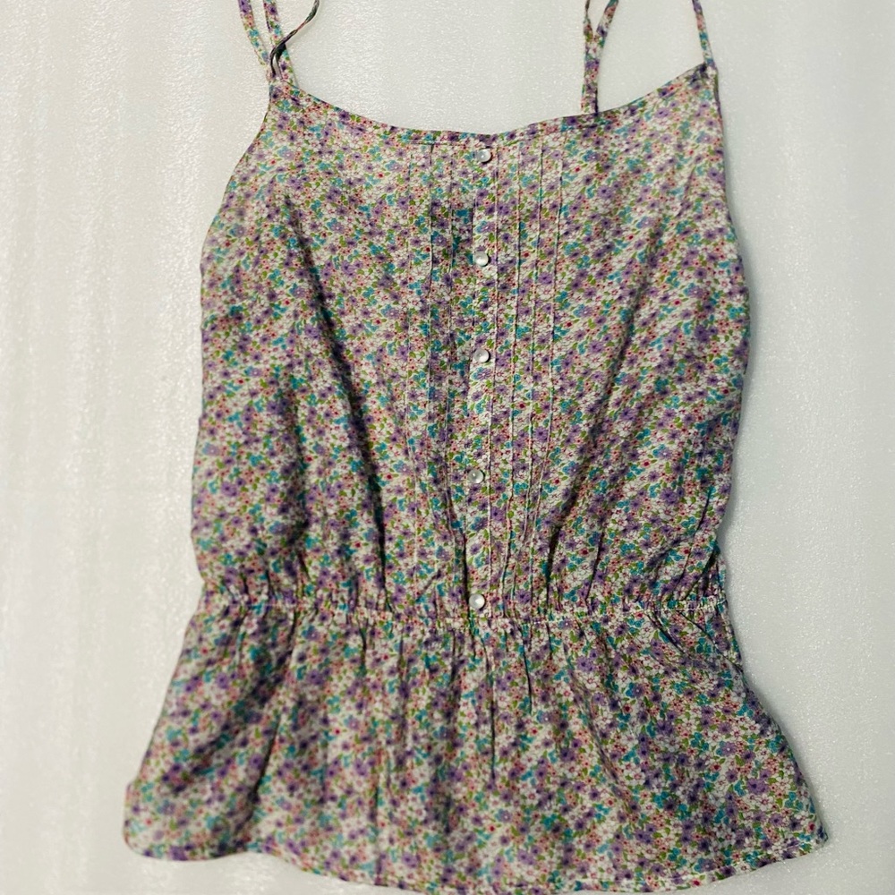 Poetry Lavender Floral Spaghetti-Strap Peplum Camisole